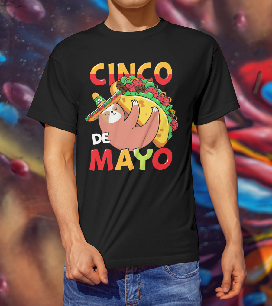 Cinco De Mayo Sloth With Sombrero And Taco T-Shirt