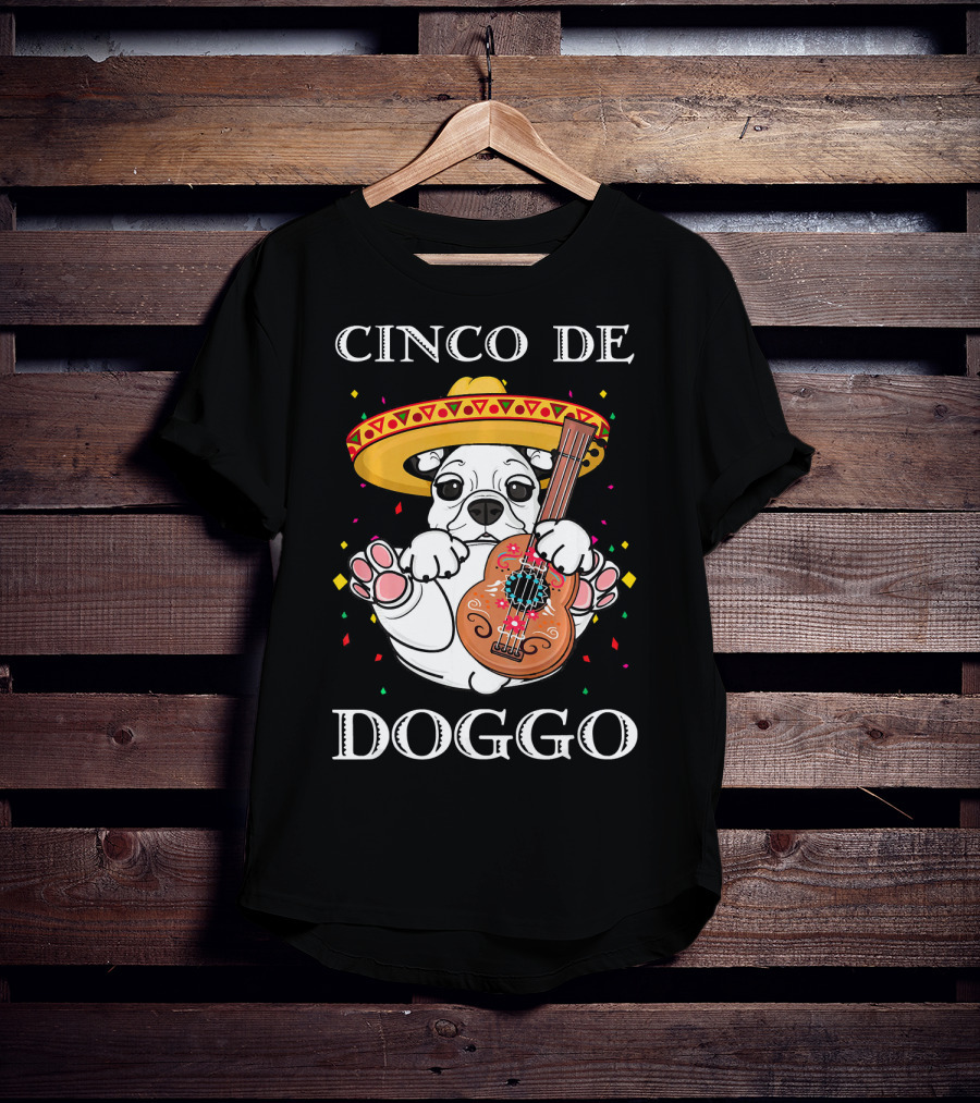 Cinco De Doggo Funny French Bulldog Guitar T-Shirt