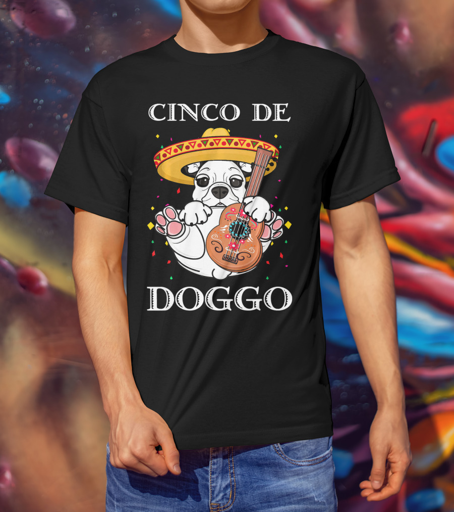 Cinco De Doggo Funny French Bulldog Guitar T-Shirt