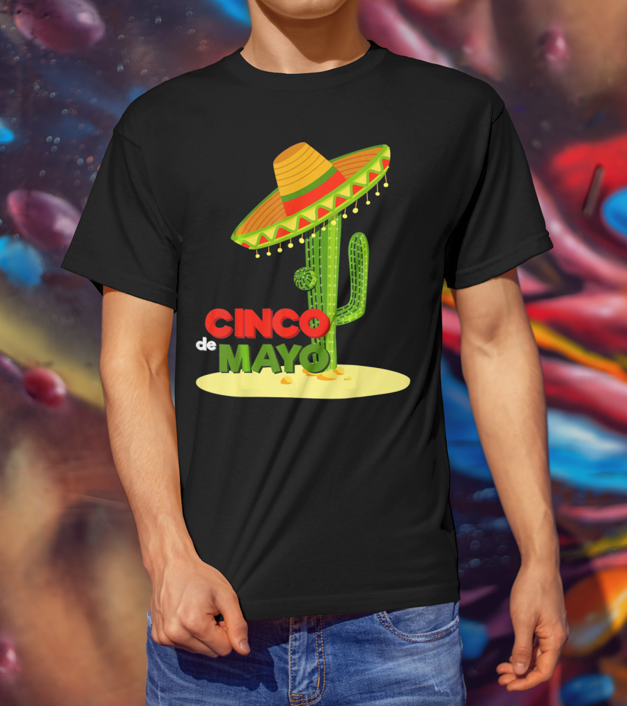 Fiesta Cinco De Mayo Cactus With Sombrero T-Shirt