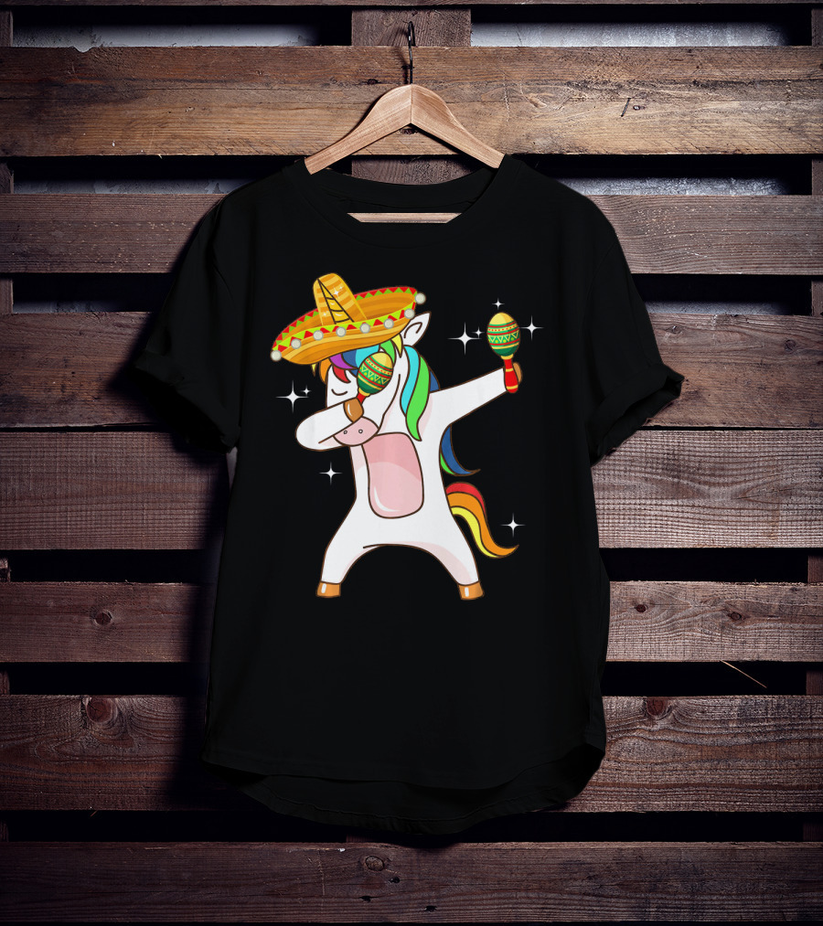 Dabbing Unicorn Sombrero Maracas Cinco De Mayo T-Shirt