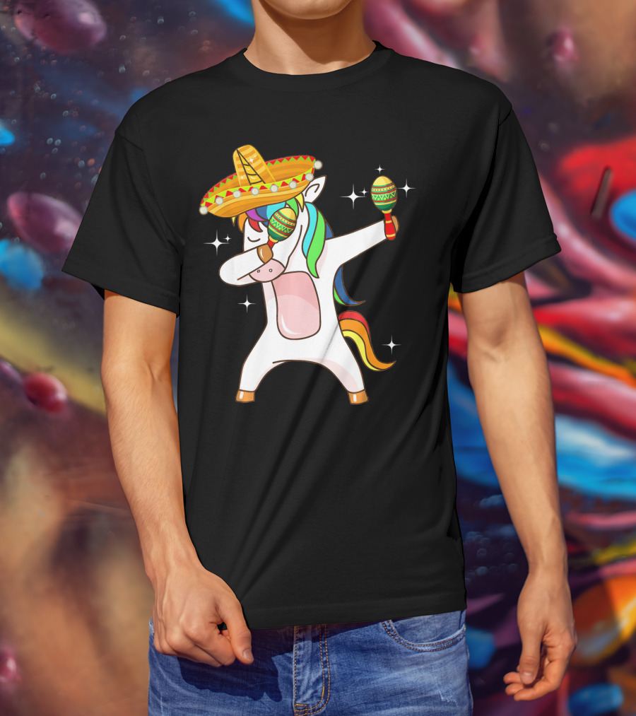 Dabbing Unicorn Sombrero Maracas Cinco De Mayo T-Shirt