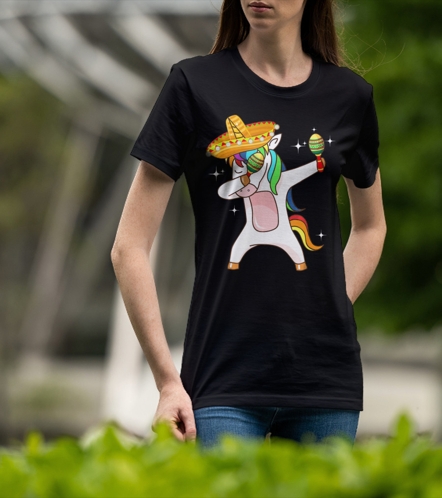 Dabbing Unicorn Sombrero Maracas Cinco De Mayo T-Shirt