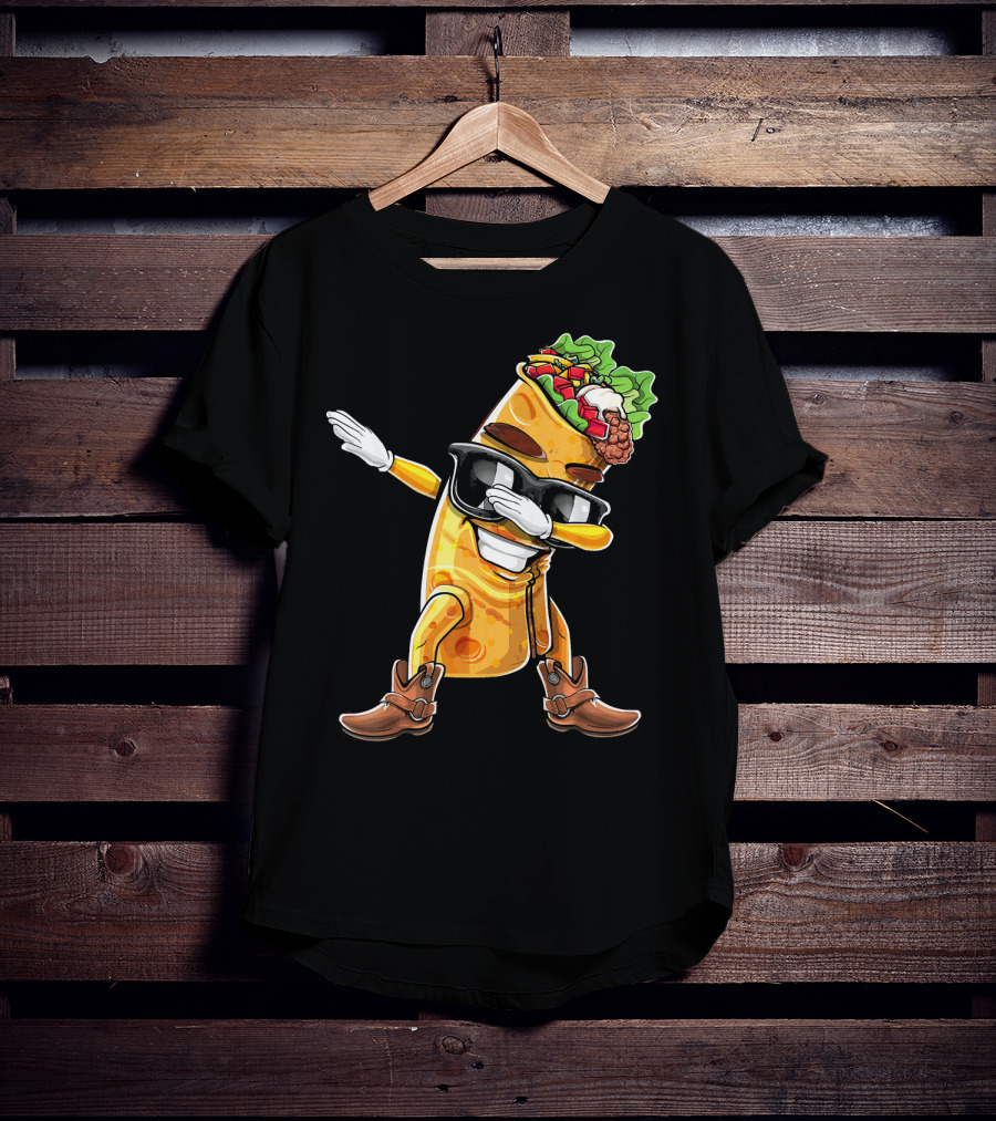 Dabbing Burrito With Cowboy Boots Cinco De Mayo Party T-Shirt