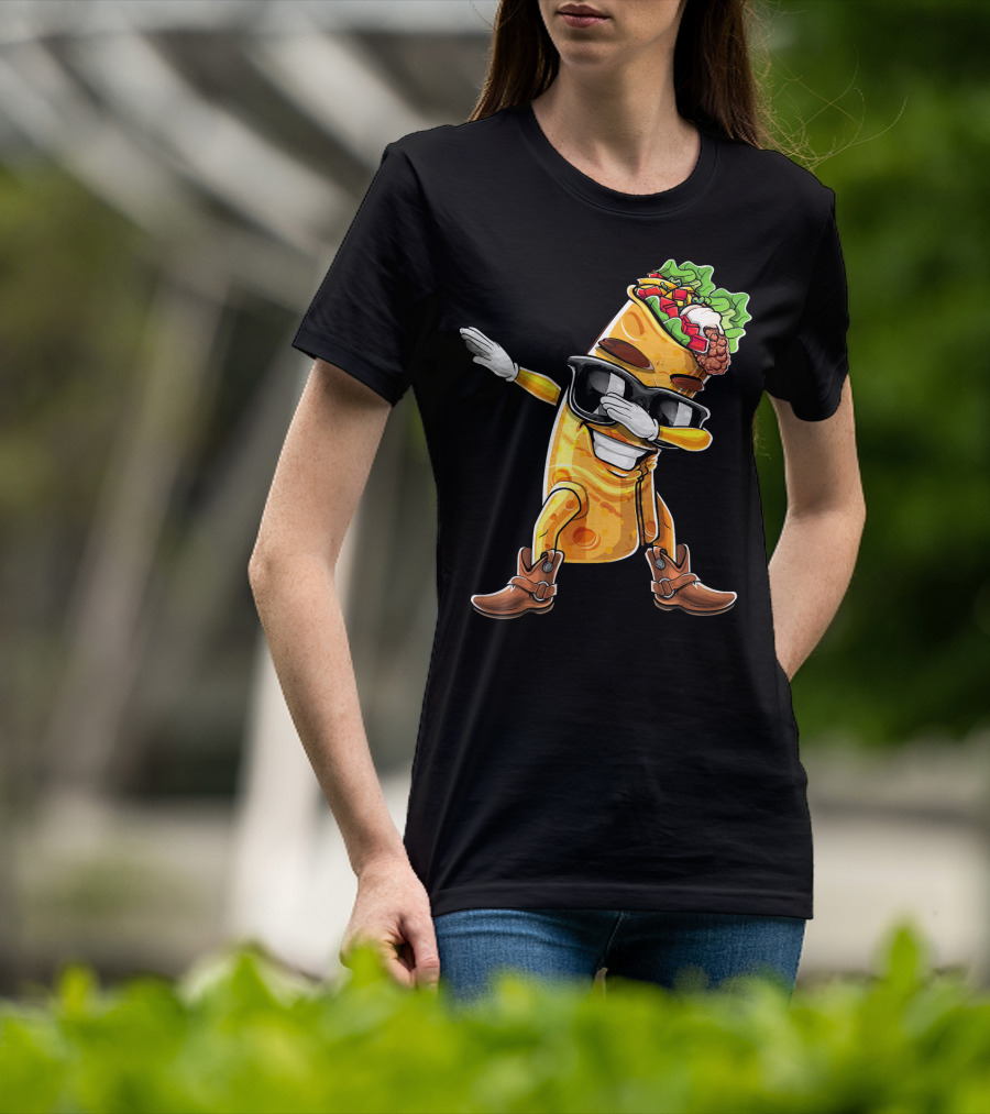 Dabbing Burrito With Cowboy Boots Cinco De Mayo Party T-Shirt