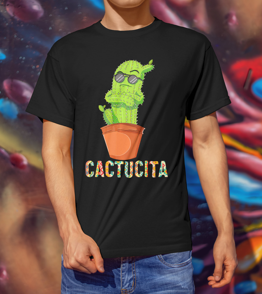 Mamacita Cactus Cactucita Cinco De Mayo Cactus With Sunglasses In Pot T-Shirt
