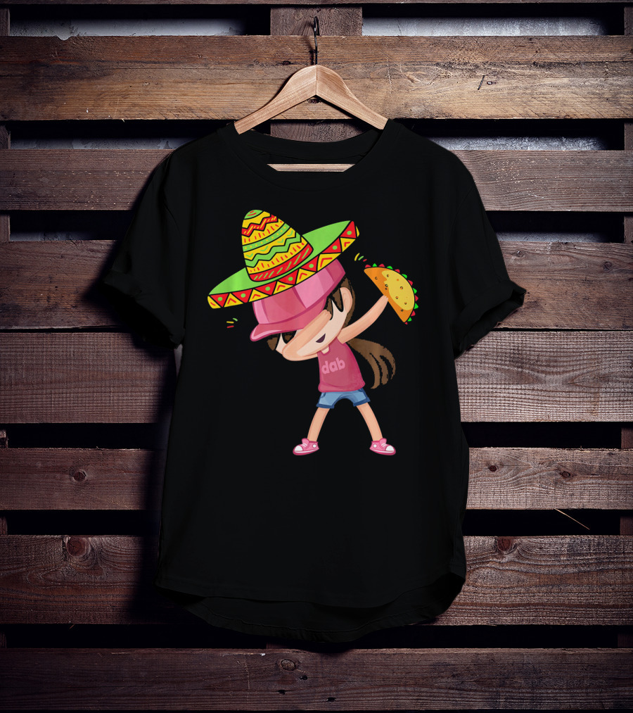 Funny Girl Dab Taco Sombrero Cinco De Mayo T-Shirt