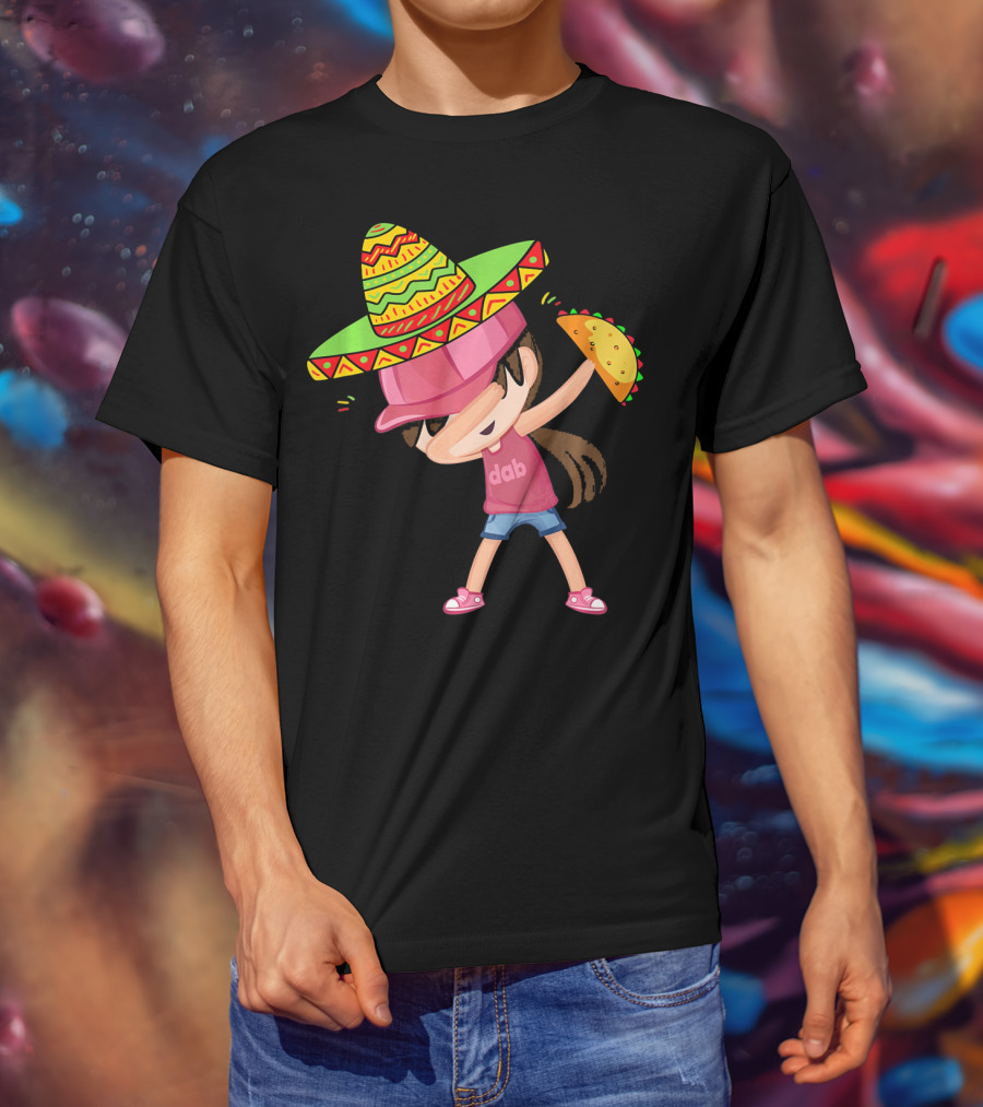Funny Girl Dab Taco Sombrero Cinco De Mayo T-Shirt