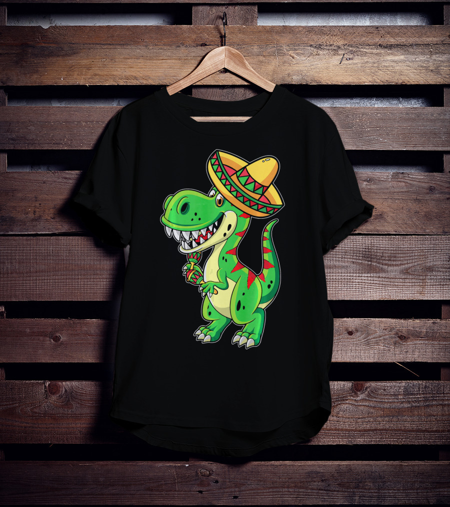 Cinco De Mayo Sombrero Tyrannosaurus Rex Dinosaur Fiesta T-Shirt