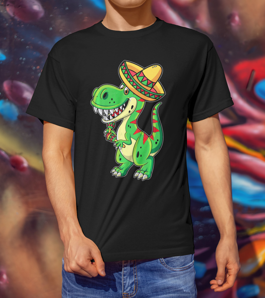 Cinco De Mayo Sombrero Tyrannosaurus Rex Dinosaur Fiesta T-Shirt