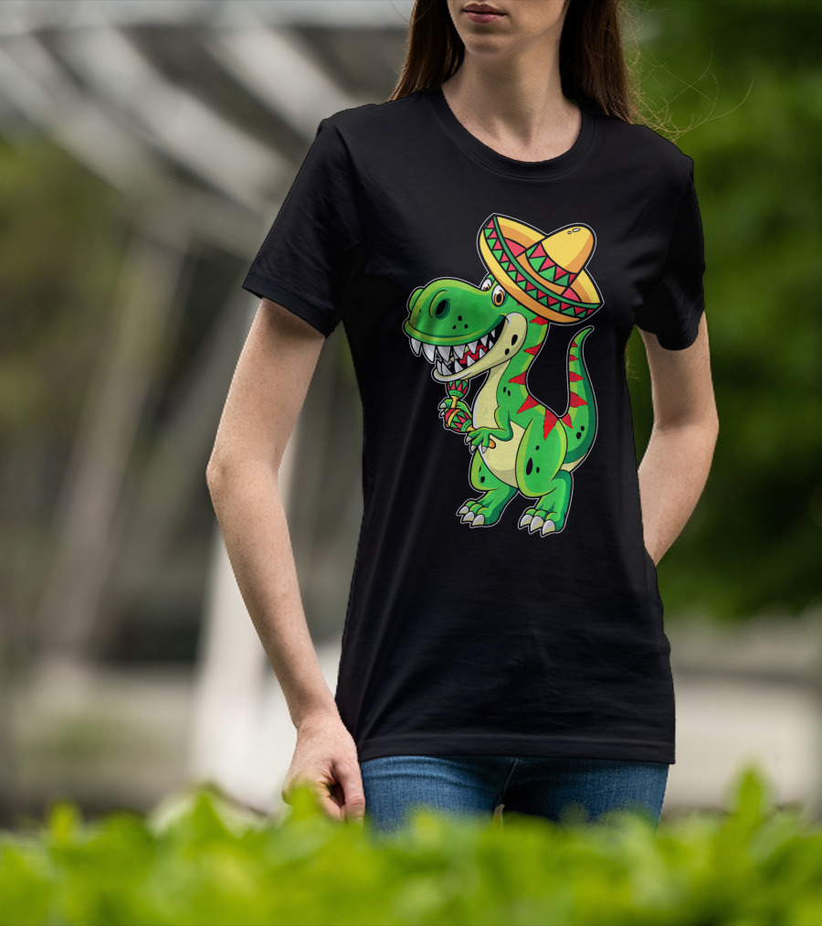 Cinco De Mayo Sombrero Tyrannosaurus Rex Dinosaur Fiesta T-Shirt