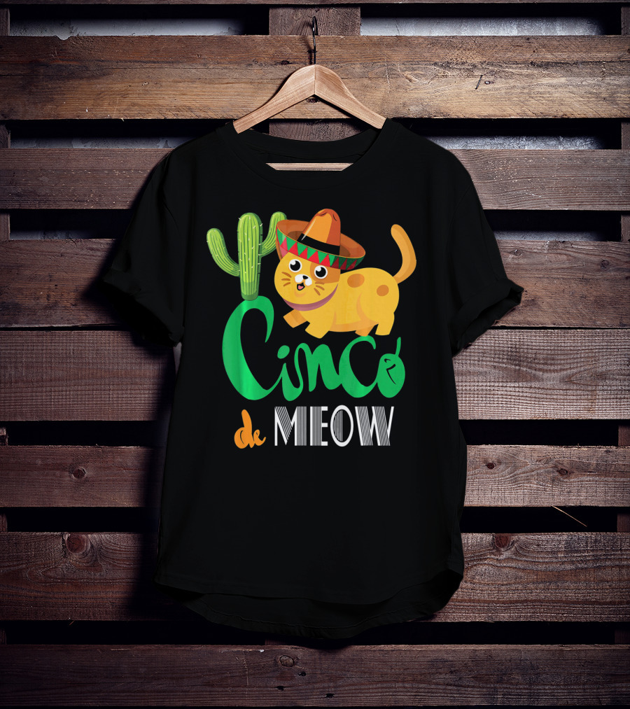 Cinco De Meow Cat Cactus Sombrero Mexico Cinco De Mayo T-Shirt