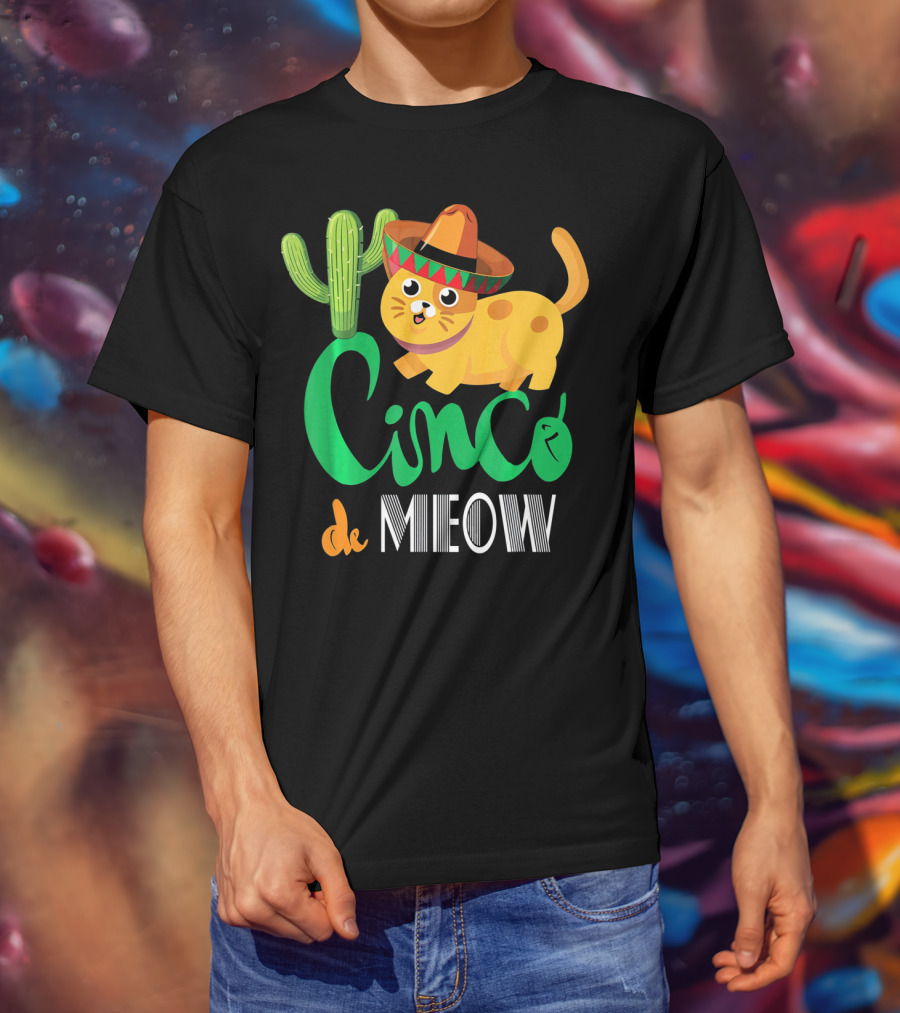 Cinco De Meow Cat Cactus Sombrero Mexico Cinco De Mayo T-Shirt