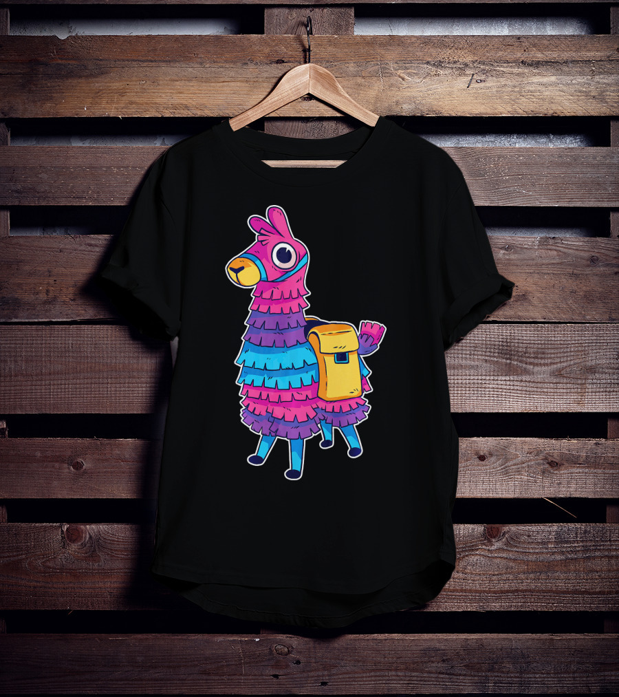 Llama Pinata Funny Festive Fiesta Party With Colorful Backpack T-Shirt