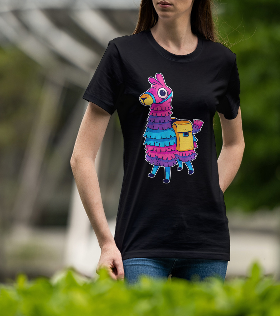Llama Pinata Funny Festive Fiesta Party With Colorful Backpack T-Shirt