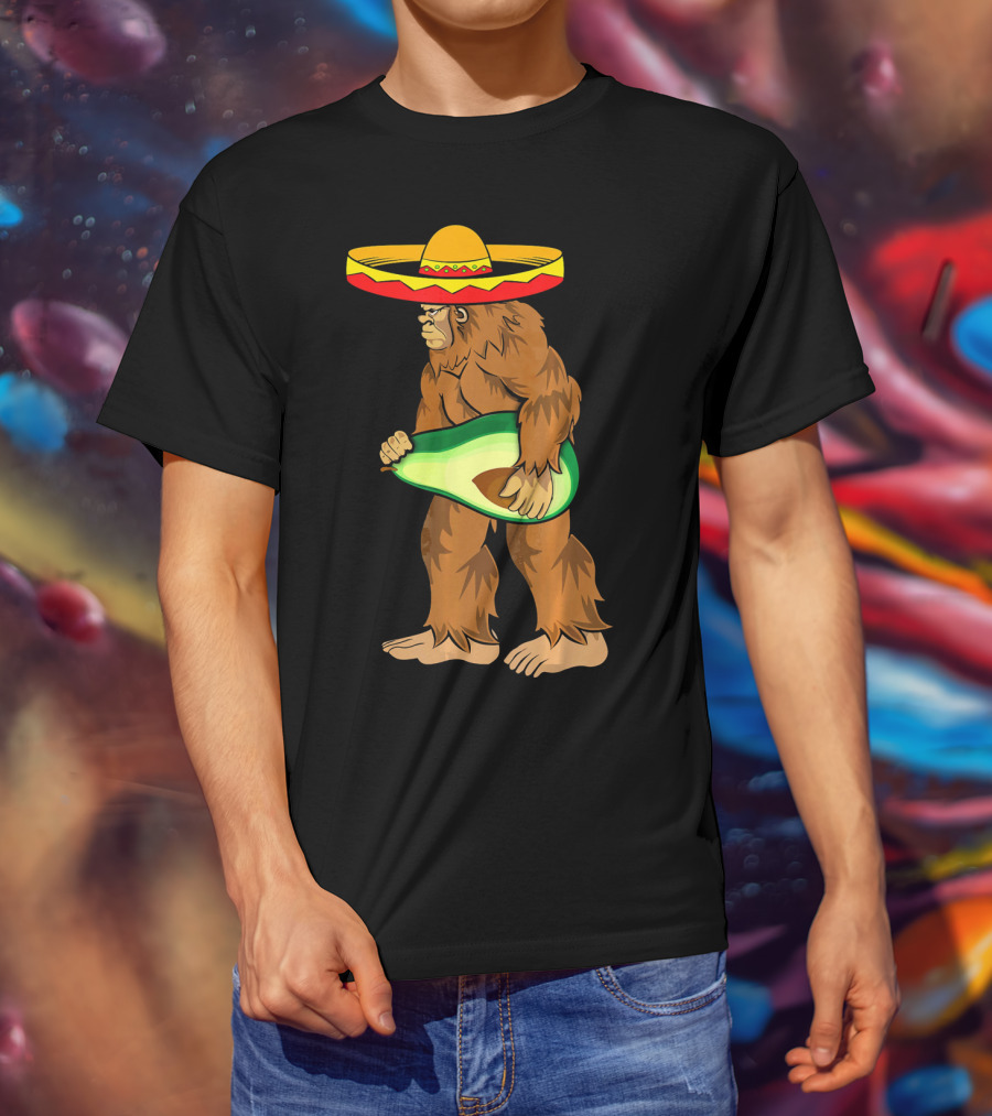 Bigfoot Sombrero Avocado Cinco De Mayo T-Shirt