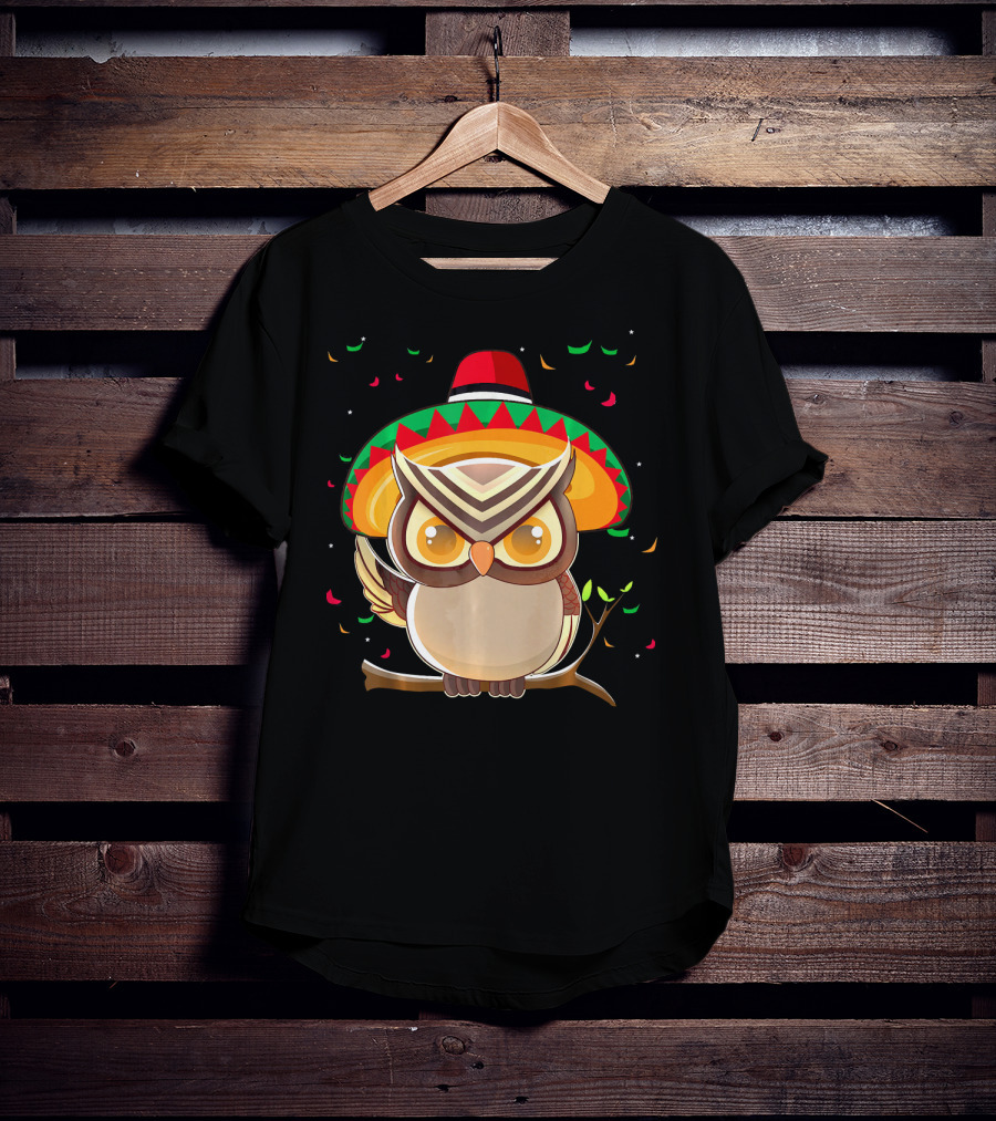 Cute Night Owl Sombrero Cinco De Mayo 5th Of May T-Shirt