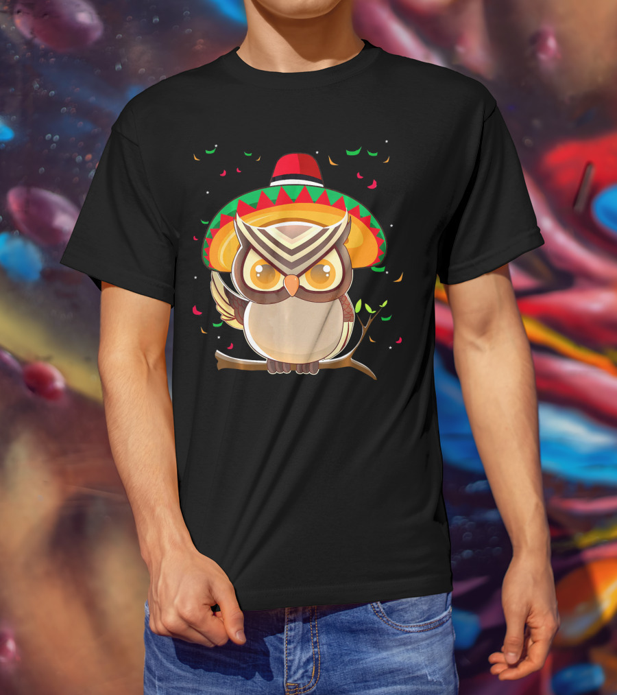Cute Night Owl Sombrero Cinco De Mayo 5th Of May T-Shirt