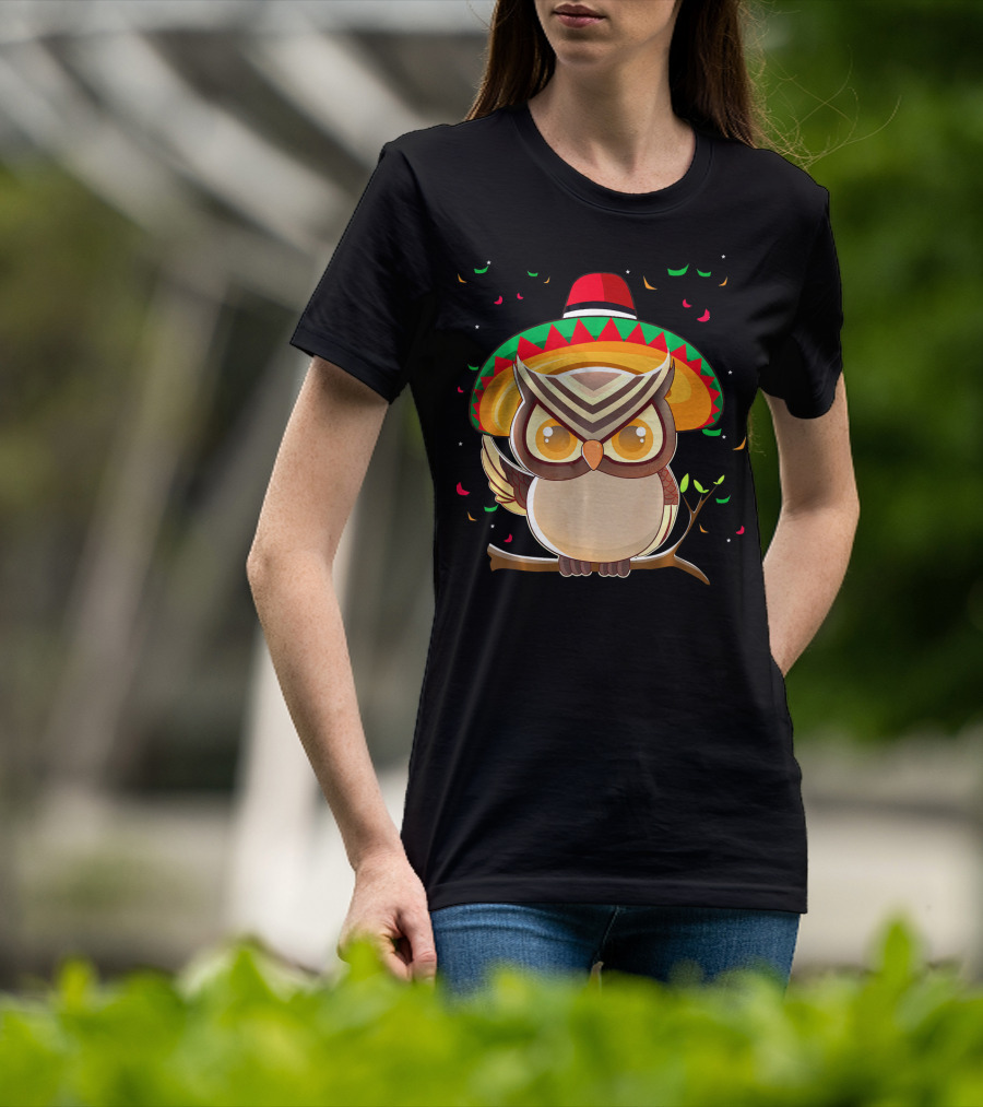 Cute Night Owl Sombrero Cinco De Mayo 5th Of May T-Shirt