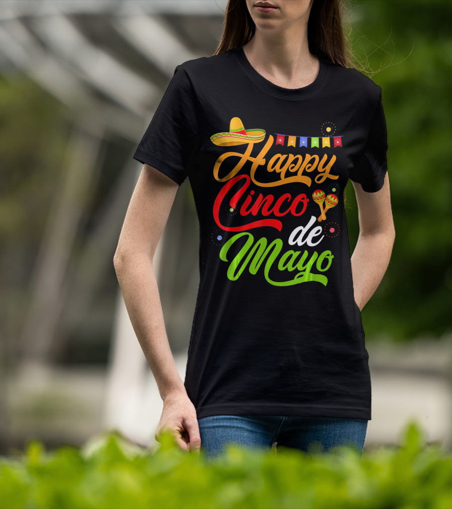 Happy Cinco De Mayo Sombrero And Maracas T-Shirt