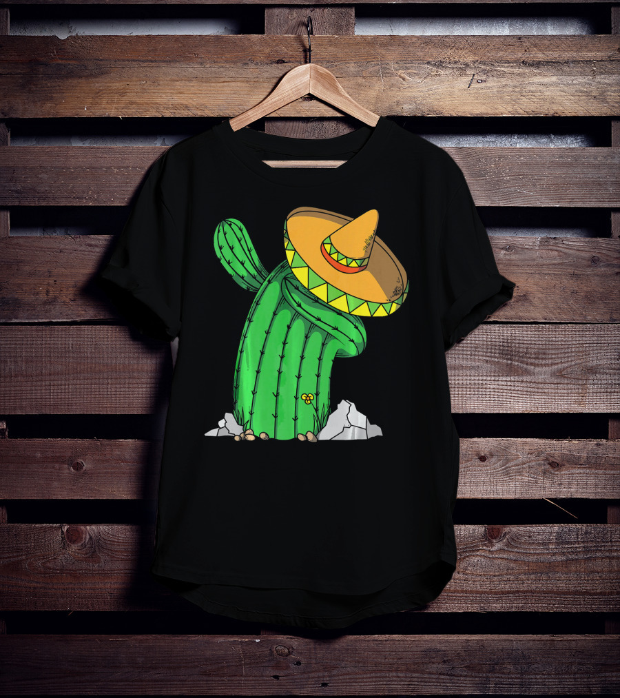 Cinco De Mayo Dabbing Cactus With Sombrero Fun T-Shirt