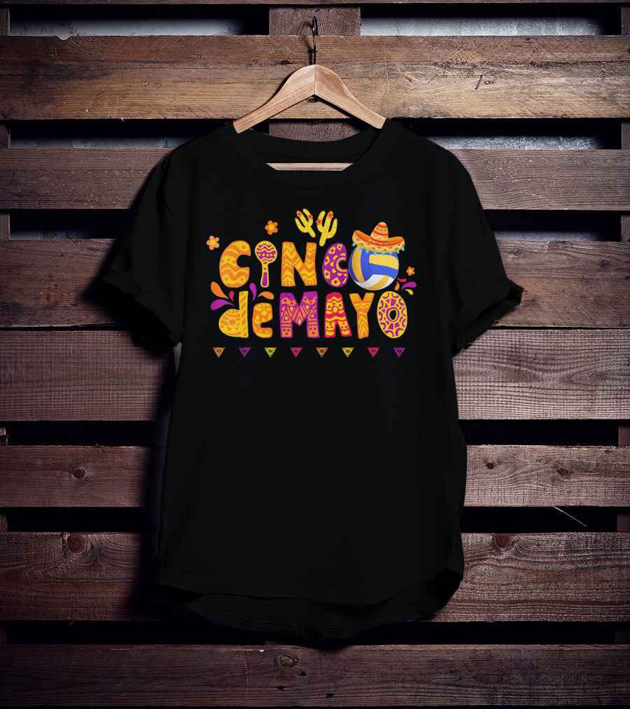 Cinco De Mayo Volleyball Fiesta With Sombrero And Cactus T-Shirt