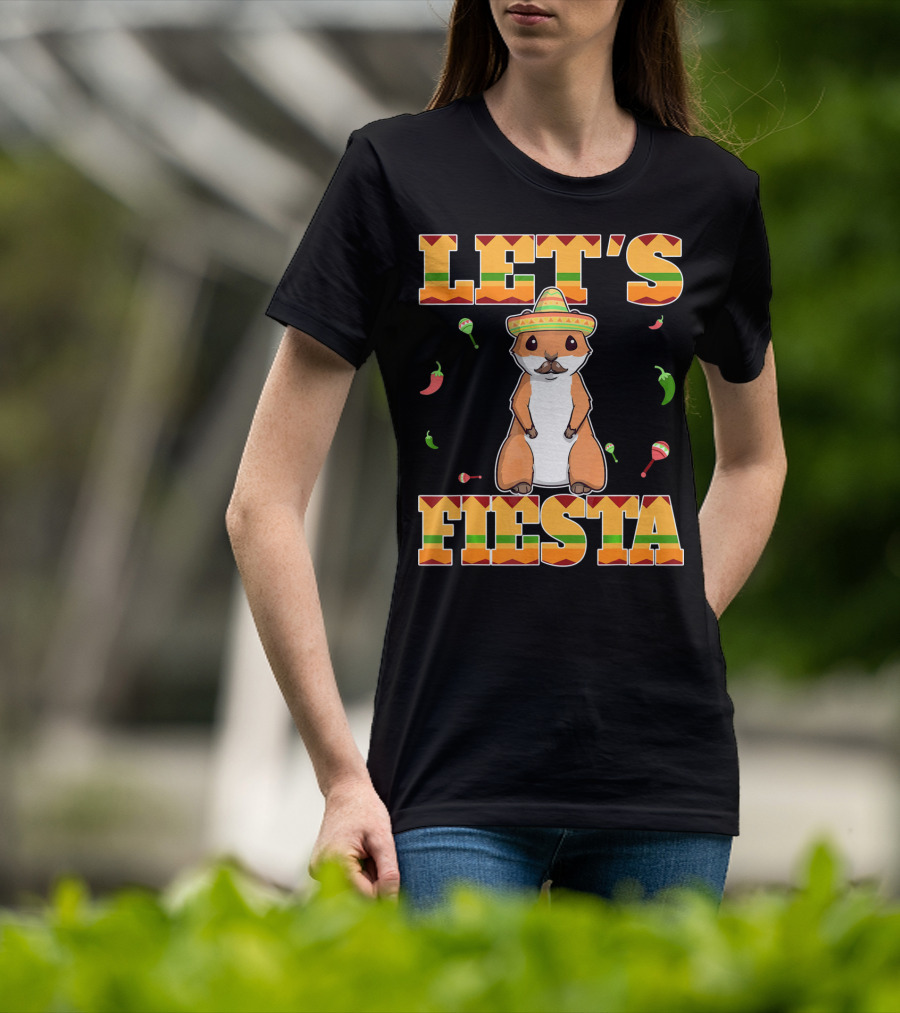 Let's Fiesta Prairie Dog Cinco De Mayo Sombrero Celebration Peppers Maracas T-Shirt