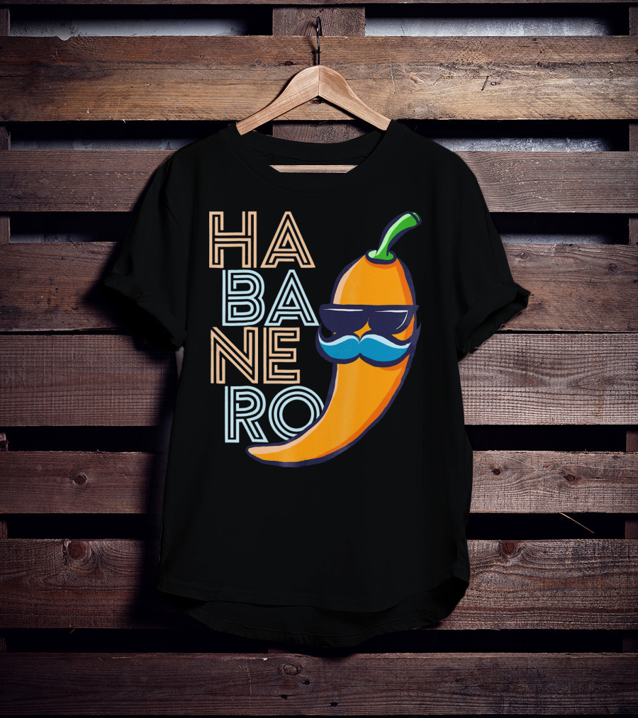 Habanero Lover Emoji Cinco De Mayo Mustache Pepper T-Shirt