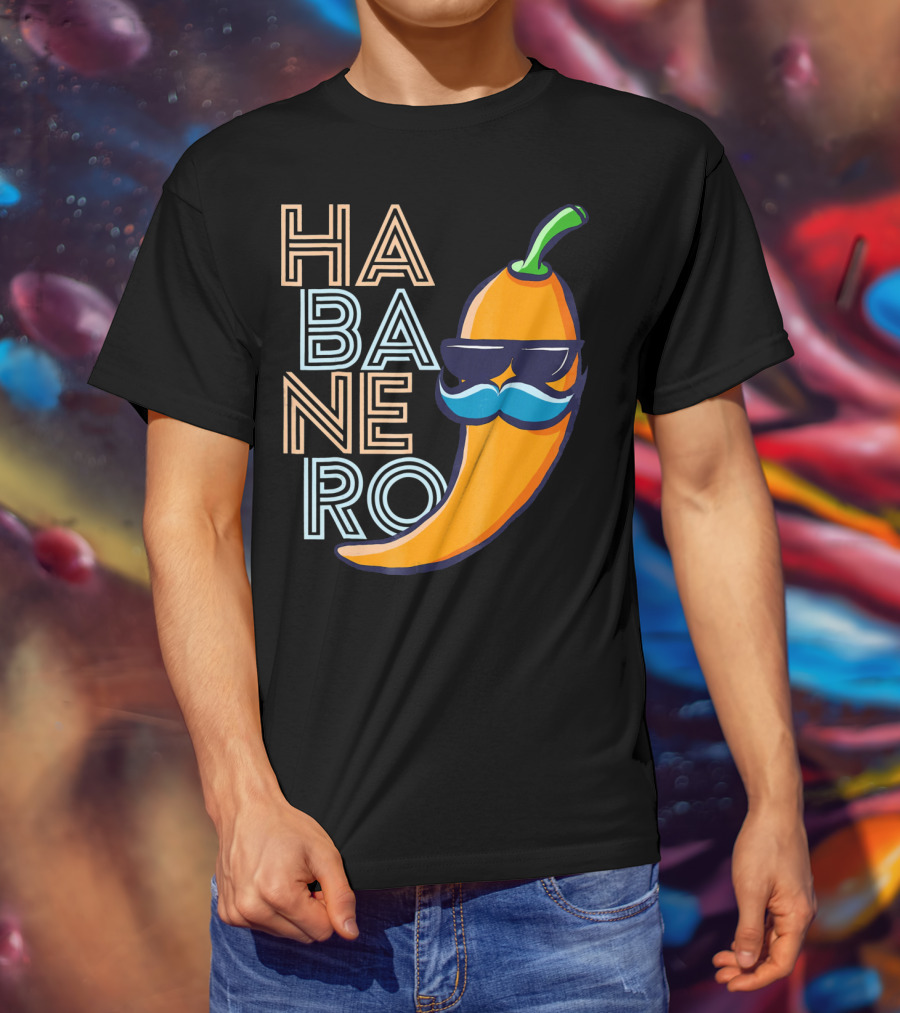 Habanero Lover Emoji Cinco De Mayo Mustache Pepper T-Shirt