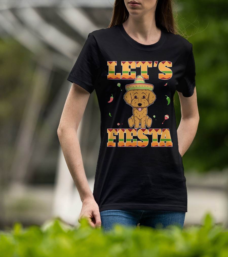 Let's Fiesta Goldendoodle Dog Cinco De Mayo Sombrero Maracas Peppers T-Shirt