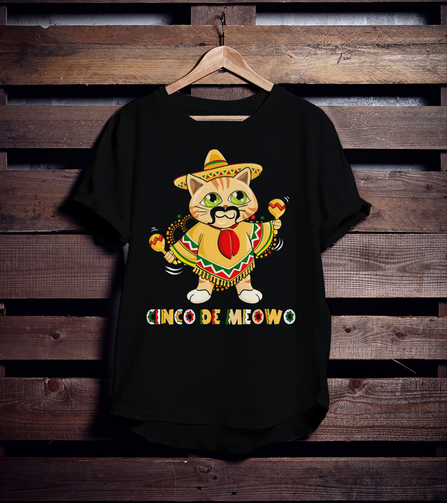 Cinco De Meowo Cat In Sombrero With Maracas T-Shirt