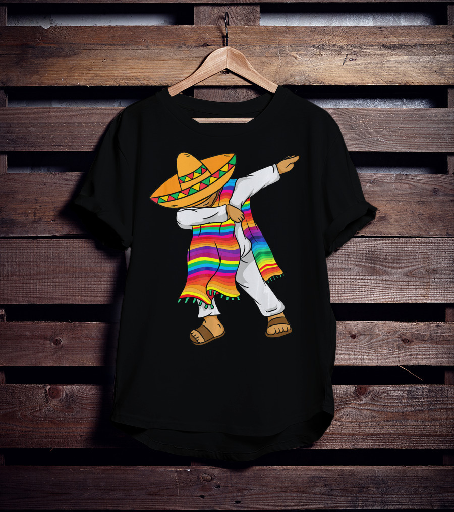 Dabbing Mexican Poncho Cinco De Mayo T-Shirt