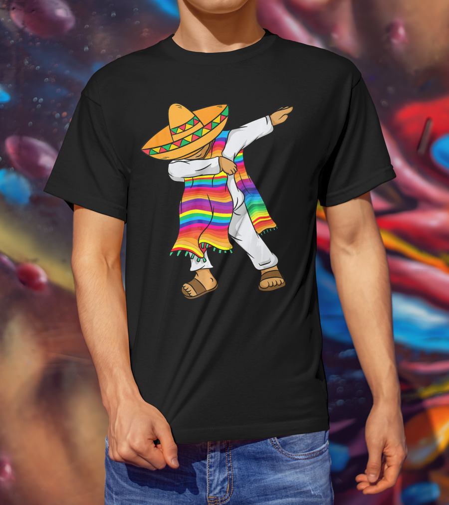 Dabbing Mexican Poncho Cinco De Mayo T-Shirt