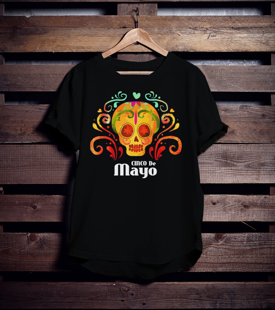 Cinco De Mayo Colorful Skull Vibrant T-Shirt