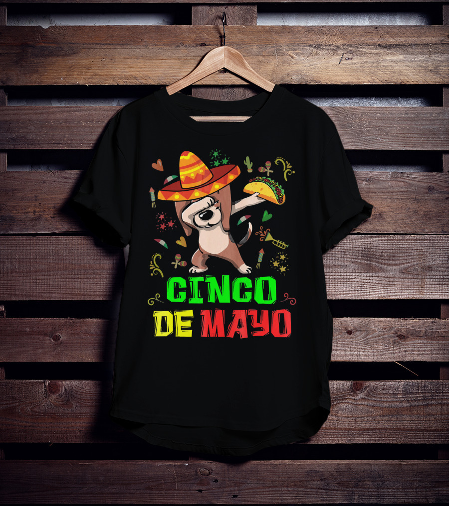 Cinco De Mayo Dabbing Taco Fiesta Dog Sombrero T-Shirt