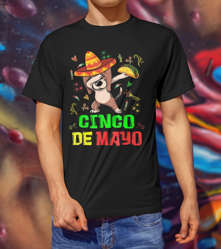 Cinco De Mayo Dabbing Taco Fiesta Dog Sombrero T-Shirt