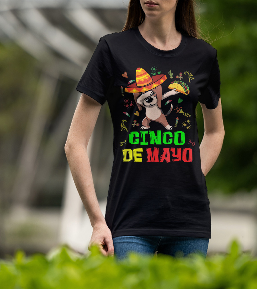 Cinco De Mayo Dabbing Taco Fiesta Dog Sombrero T-Shirt