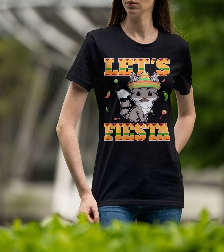 Let's Fiesta Cat Sombrero Chillies Cinco De Mayo Mexican T-Shirt