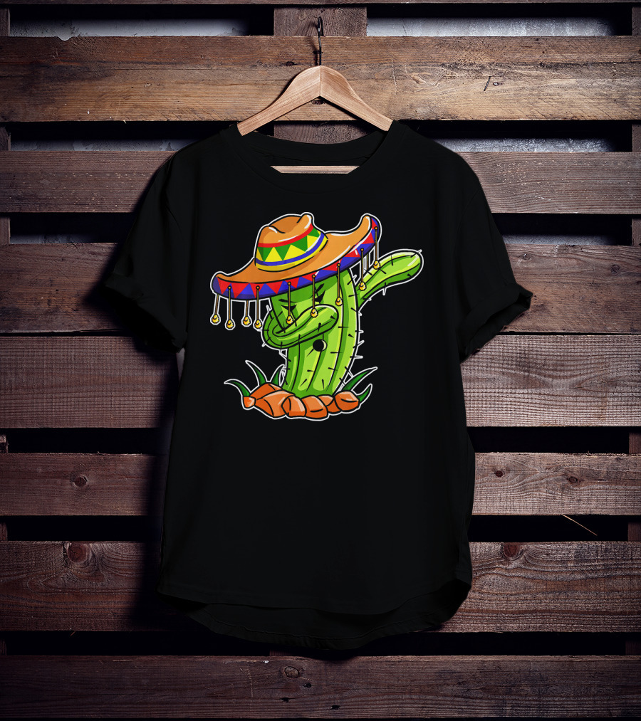 Dabbing Cactus Sombrero Cinco De Mayo T-Shirt