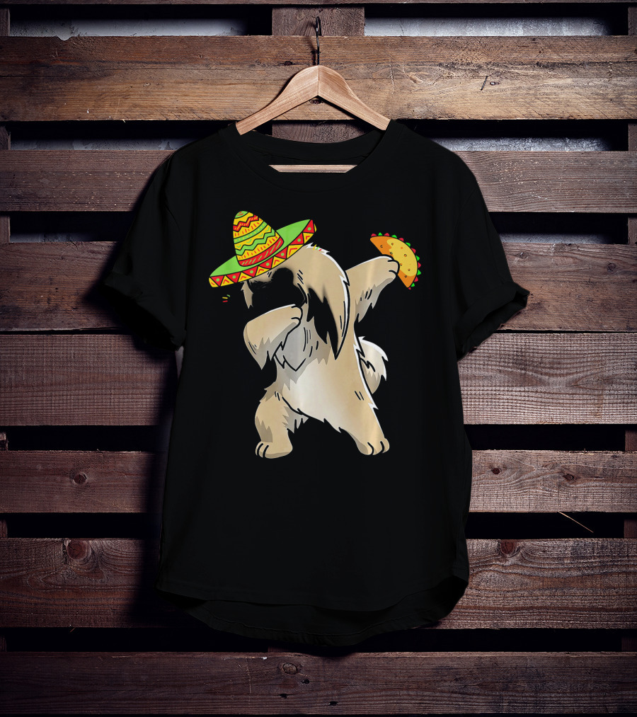 Pekingese Dog Dabbing With Sombrero And Taco For Cinco De Mayo T-Shirt