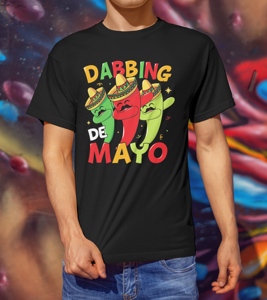Dabbing Cinco De Mayo Chili Peppers With Sombreros T-Shirt
