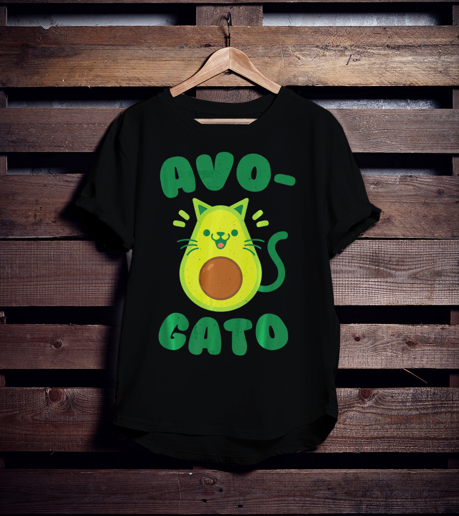 Avogato Avocado Cat Playful Green Fun T-Shirt