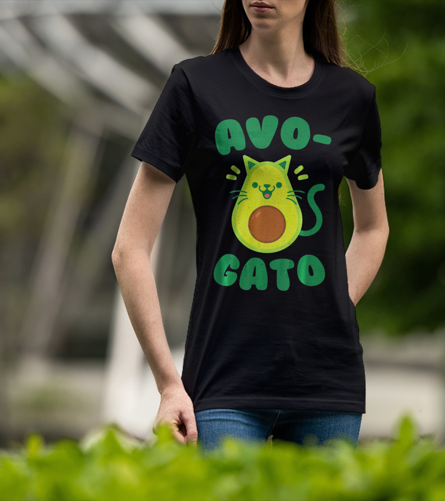 Avogato Avocado Cat Playful Green Fun T-Shirt