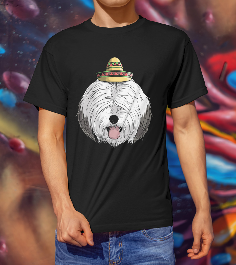Old English Sheepdog Sombrero Cinco De Mayo Fiesta T-Shirt