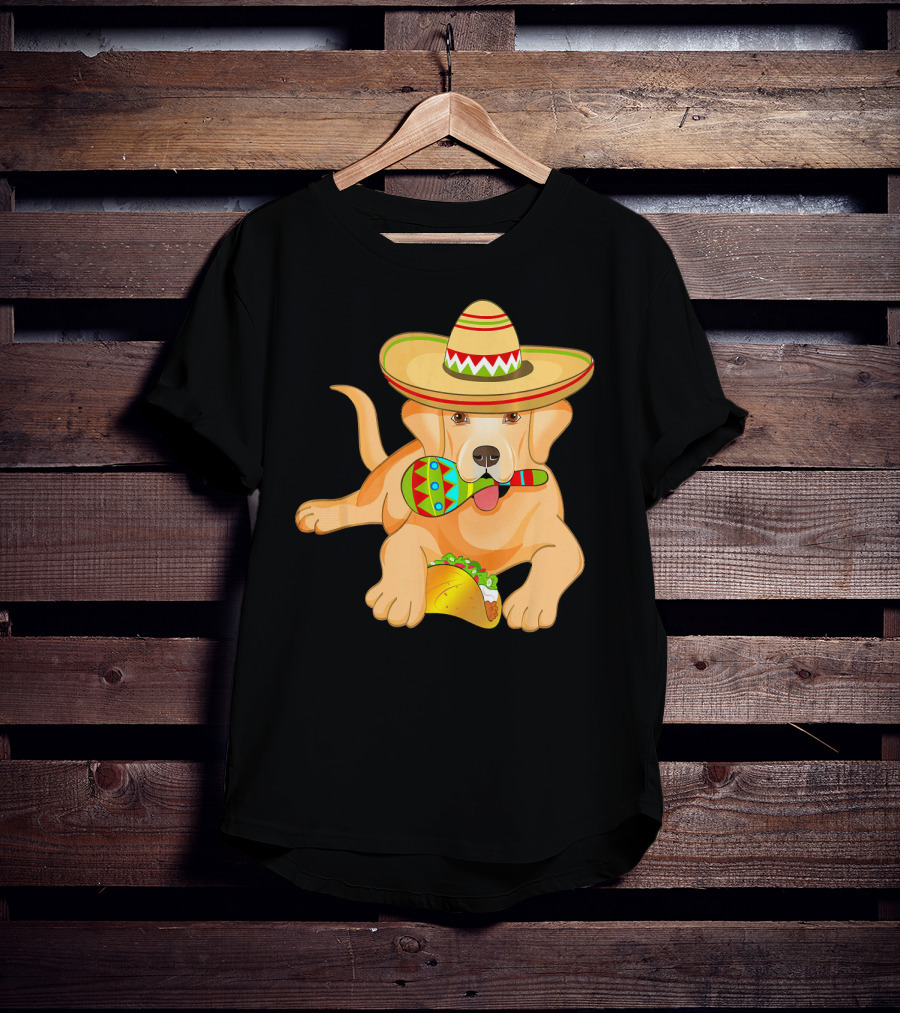 Cinco De Mayo Labrador Dog With Sombrero Taco And Maraca T-Shirt
