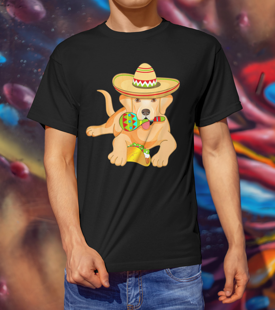 Cinco De Mayo Labrador Dog With Sombrero Taco And Maraca T-Shirt