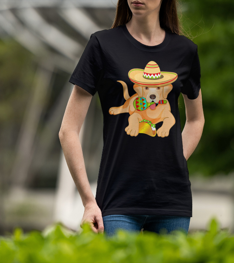 Cinco De Mayo Labrador Dog With Sombrero Taco And Maraca T-Shirt
