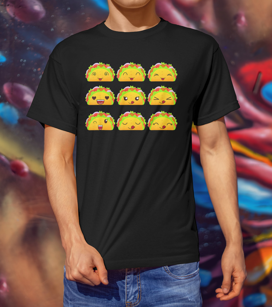 Taco Emoji Faces Taco Lover Collection T-Shirt