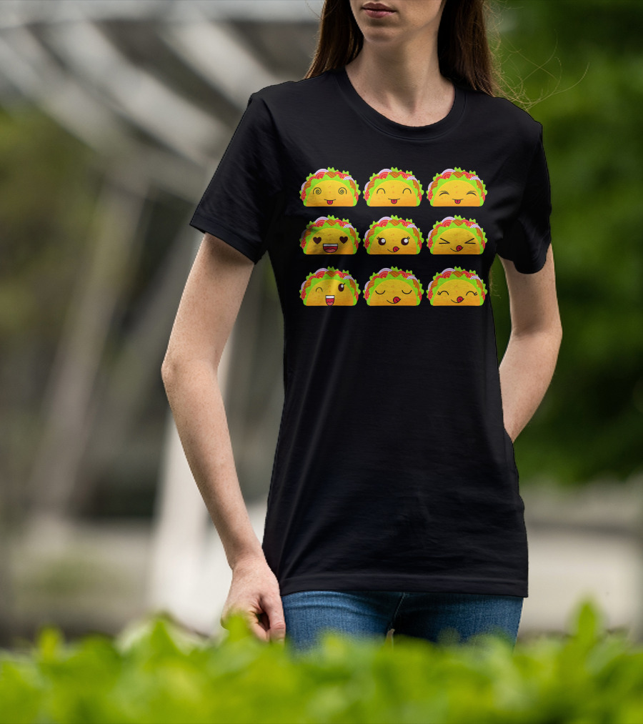 Taco Emoji Faces Taco Lover Collection T-Shirt