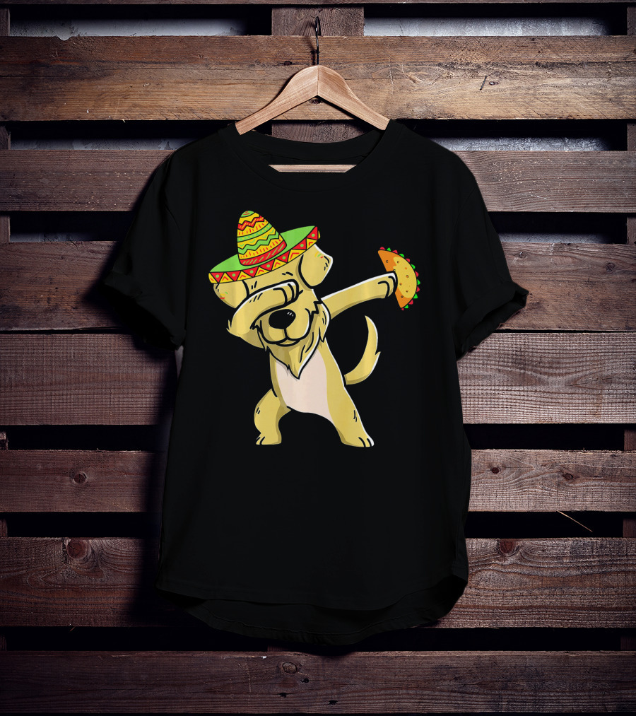 Golden Retriever Dabbing With Sombrero And Taco T-Shirt